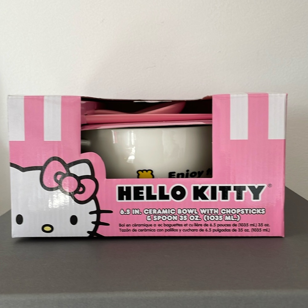 Sanrio Hello Kitty Ceramic Bowl with Chopsticks and Spoon